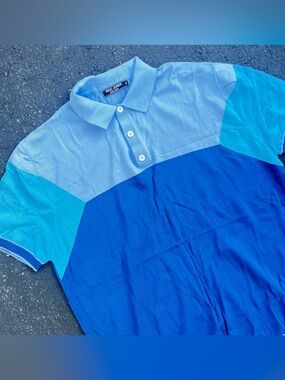 Paul Jones Men’s Blue colorblocked knit Short sleeve polo shirt Size XL